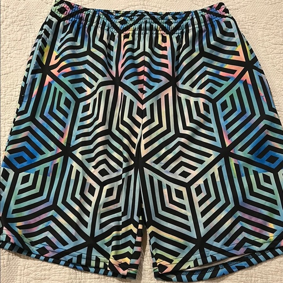 EDM Geometric Patterned Shorts. Festival Music tie-dye. Nearly New. 30 - Picture 1 of 7